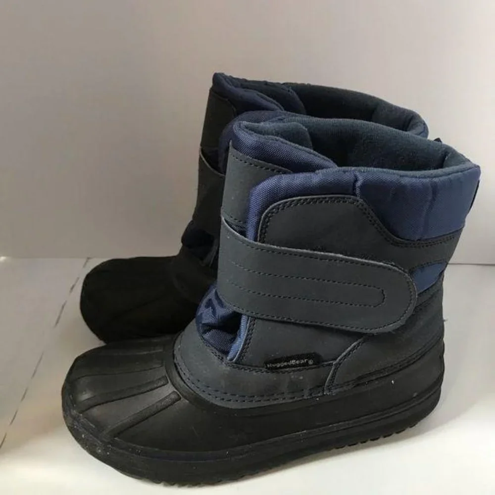Rugged Bear Kids Navy‎ Blue Black Winter Snow Boots Size 4 RB2059